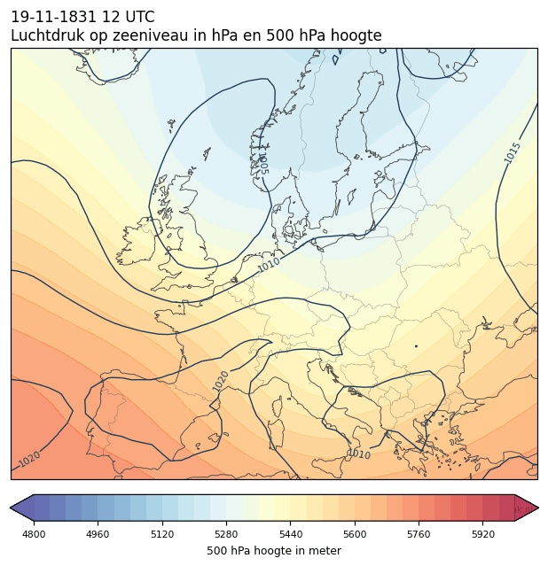 Weerkaart van 19 november 1831 om 12 UTC