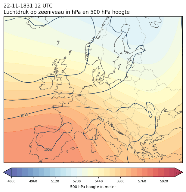 Weerkaart van 22 november 1831 om 12 UTC