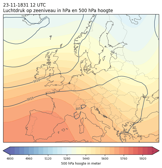 Weerkaart van 23 november 1831 om 12 UTC