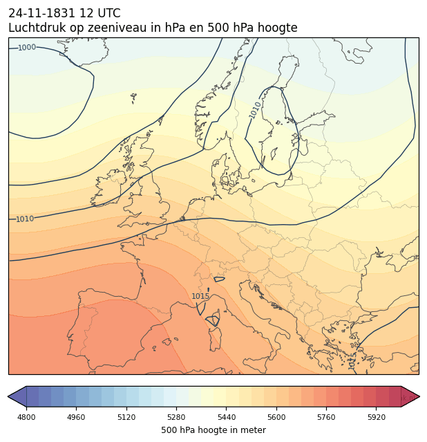 Weerkaart van 24 november 1831 om 12 UTC