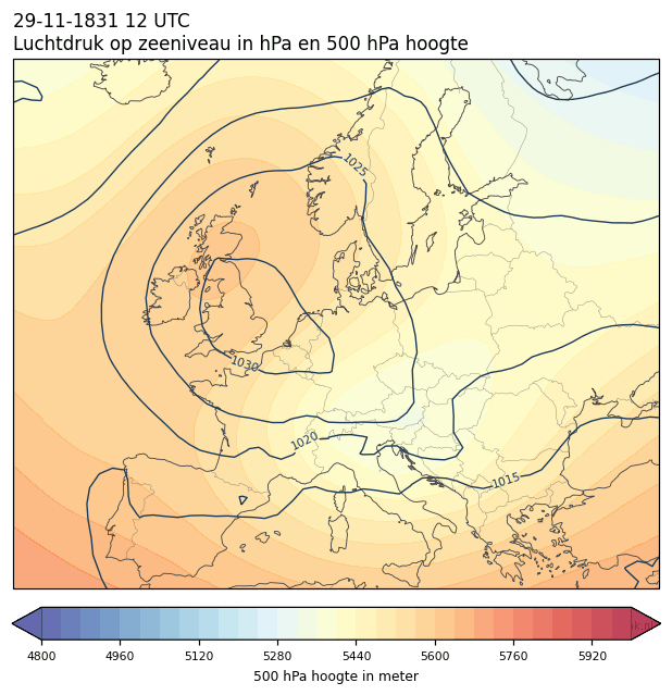 Weerkaart van 29 november 1831 om 12 UTC