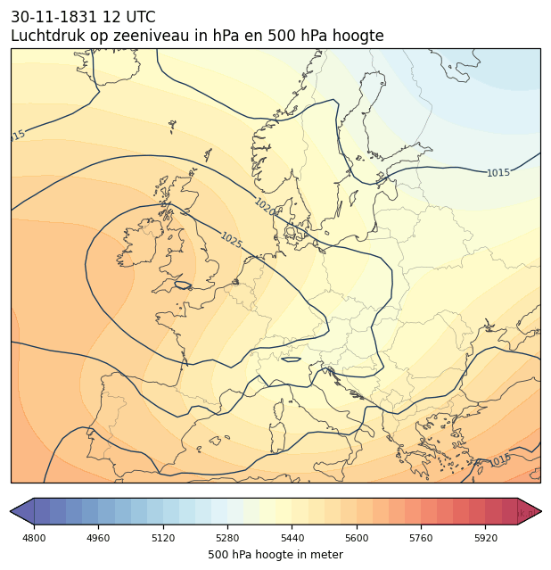 Weerkaart van 30 november 1831 om 12 UTC