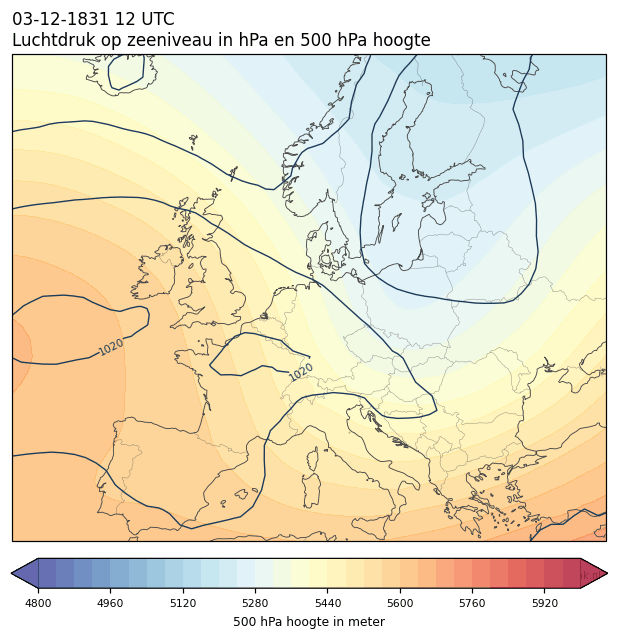 Weerkaart van 3 december 1831 om 12 UTC