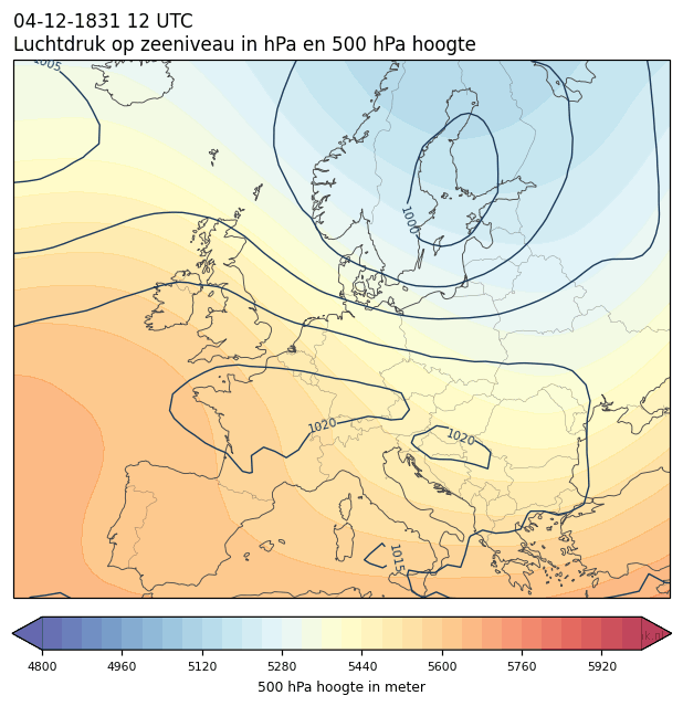 Weerkaart van 4 december 1831 om 12 UTC