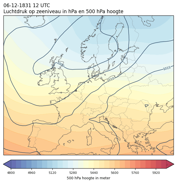 Weerkaart van 6 december 1831 om 12 UTC