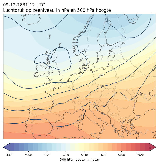 Weerkaart van 9 december 1831 om 12 UTC