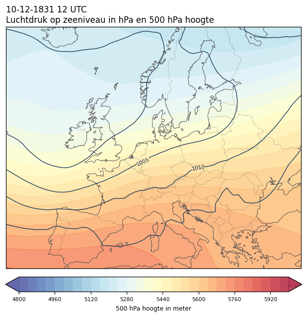 Weerkaart van 10 december 1831 om 12 UTC