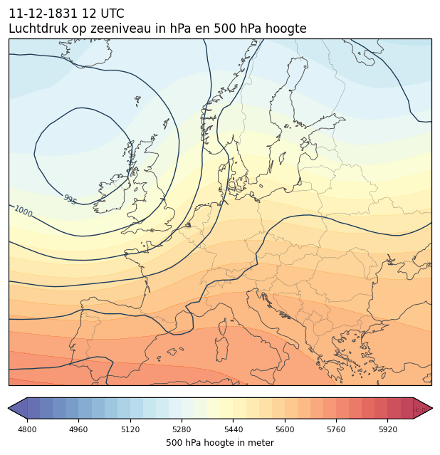 Weerkaart van 11 december 1831 om 12 UTC
