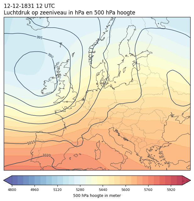 Weerkaart van 12 december 1831 om 12 UTC