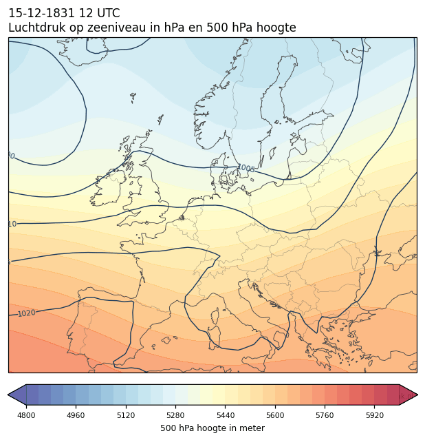 Weerkaart van 15 december 1831 om 12 UTC
