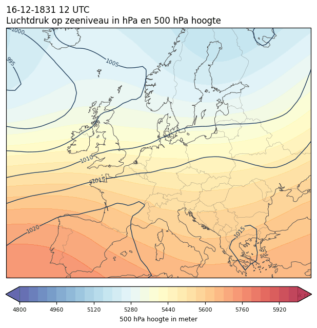 Weerkaart van 16 december 1831 om 12 UTC