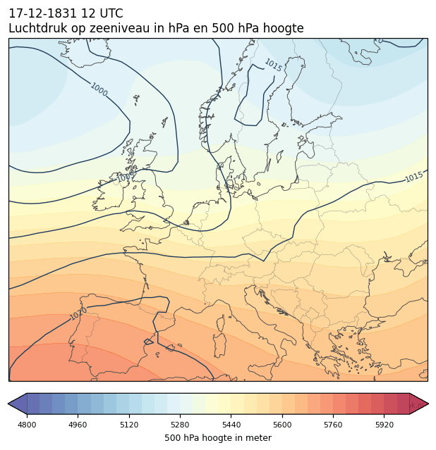 Weerkaart van 17 december 1831 om 12 UTC