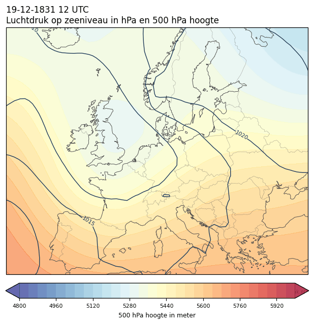 Weerkaart van 19 december 1831 om 12 UTC
