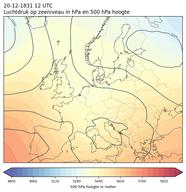 Weerkaart van 20 december 1831 om 12 UTC