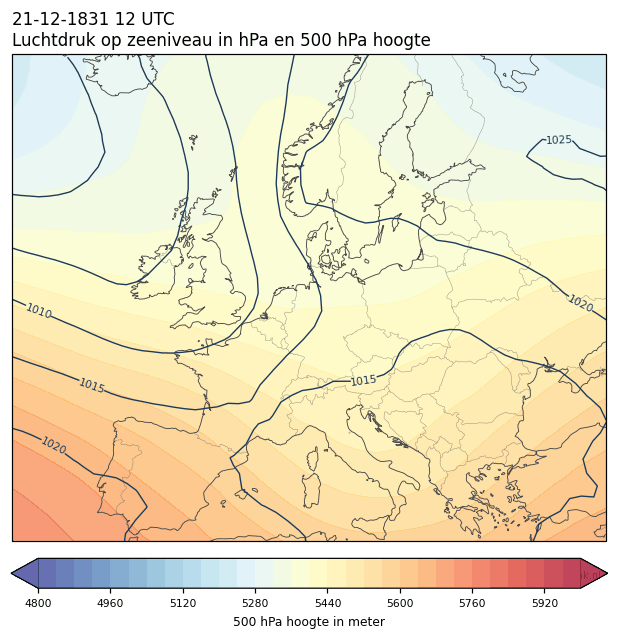 Weerkaart van 21 december 1831 om 12 UTC