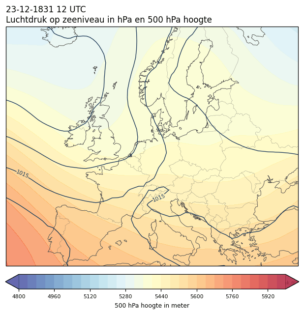 Weerkaart van 23 december 1831 om 12 UTC