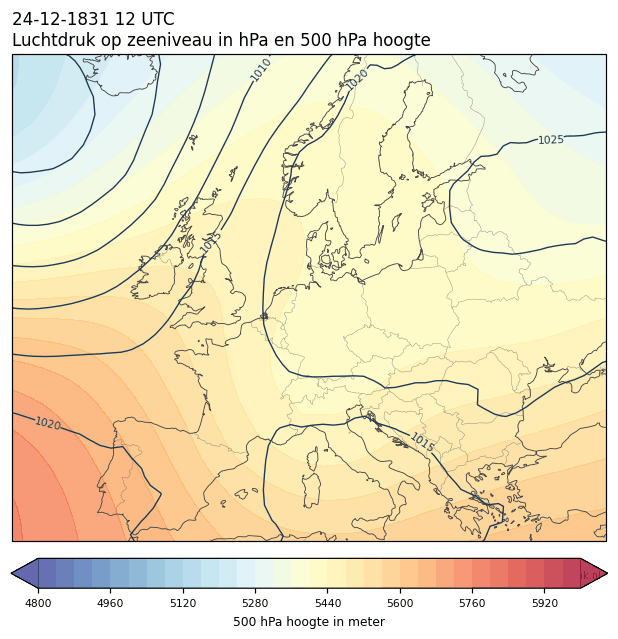 Weerkaart van 24 december 1831 om 12 UTC