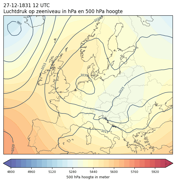 Weerkaart van 27 december 1831 om 12 UTC