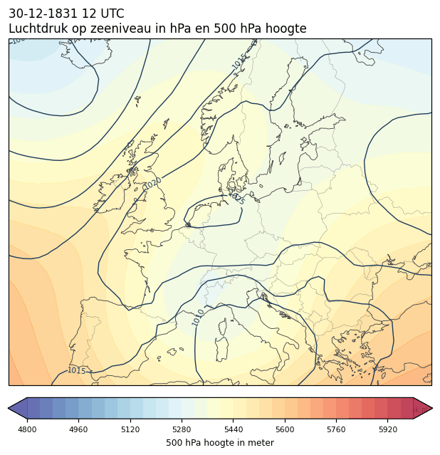 Weerkaart van 30 december 1831 om 12 UTC