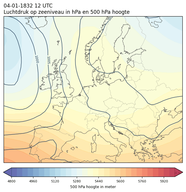 Weerkaart van 4 januari 1832 om 12 UTC
