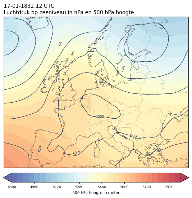 Weerkaart van 17 januari 1832 om 12 UTC