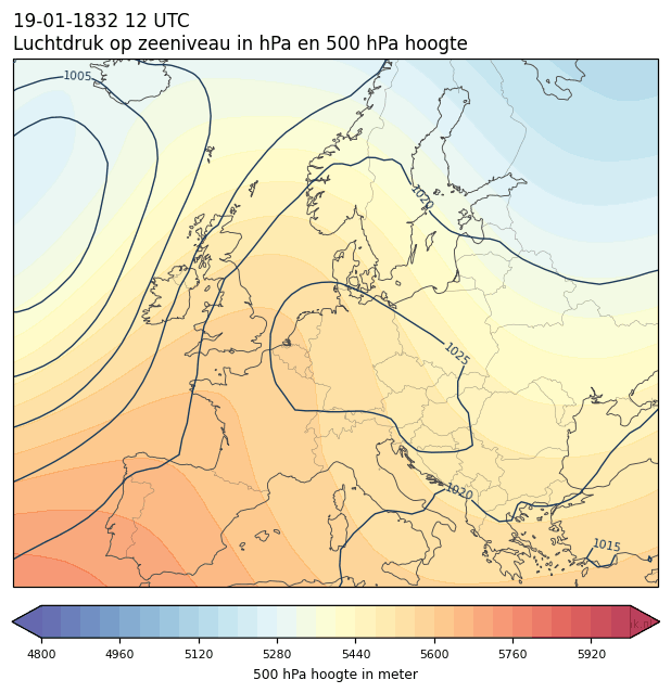 Weerkaart van 19 januari 1832 om 12 UTC