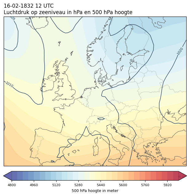 Weerkaart van 16 februari 1832 om 12 UTC
