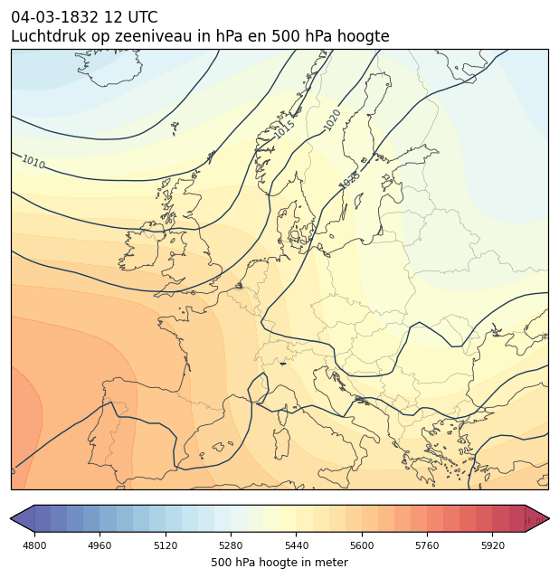 Weerkaart van 4 maart 1832 om 12 UTC