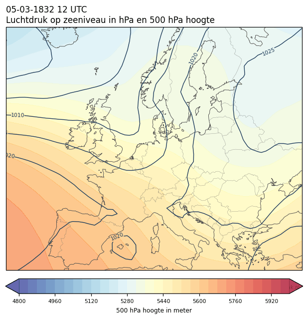 Weerkaart van 5 maart 1832 om 12 UTC