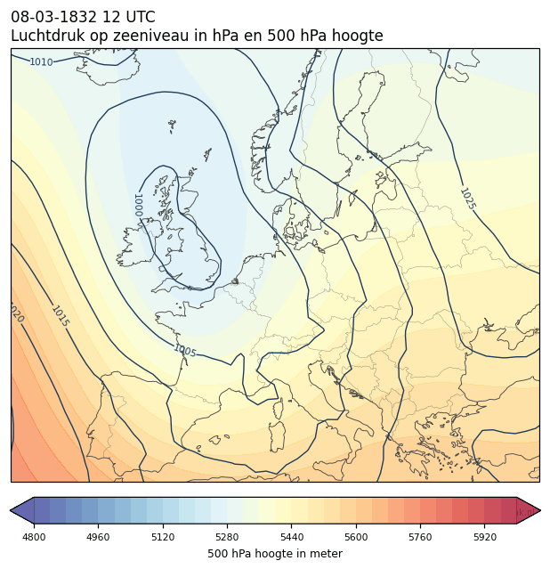 Weerkaart van 8 maart 1832 om 12 UTC