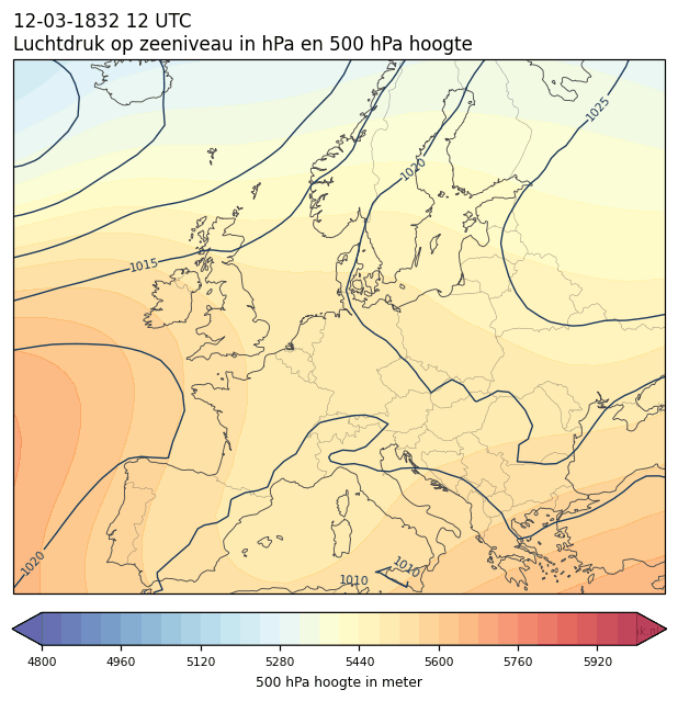 Weerkaart van 12 maart 1832 om 12 UTC