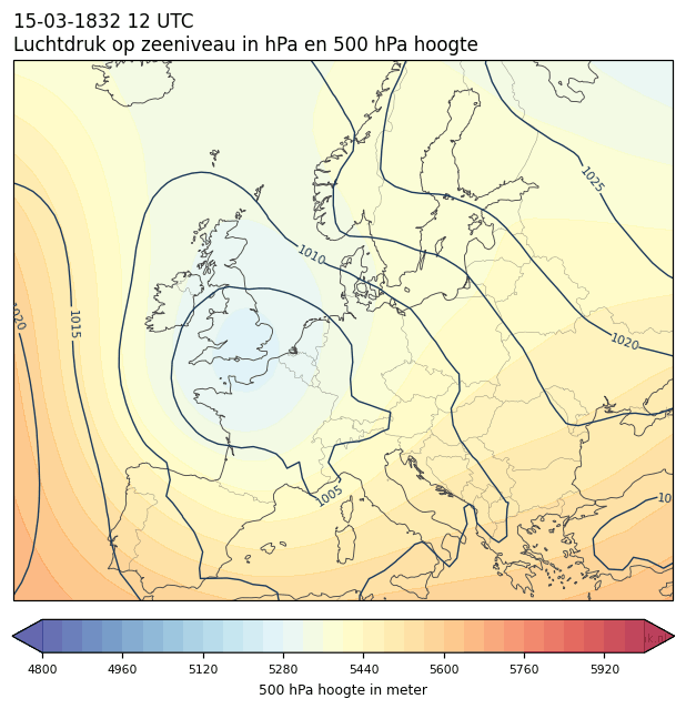 Weerkaart van 15 maart 1832 om 12 UTC