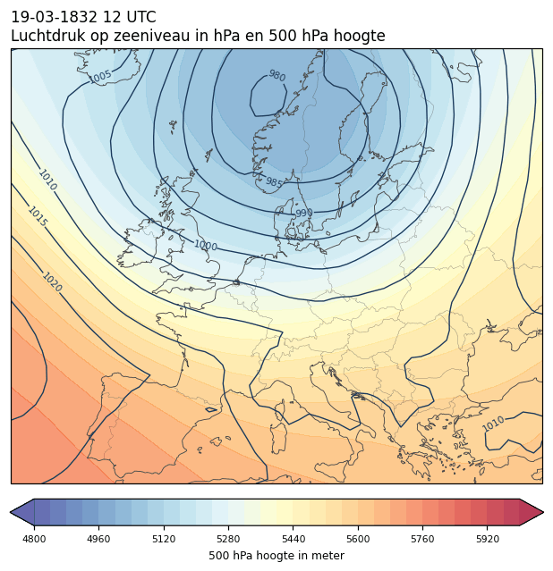 Weerkaart van 19 maart 1832 om 12 UTC