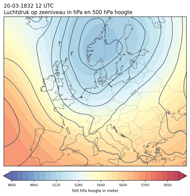 Weerkaart van 20 maart 1832 om 12 UTC