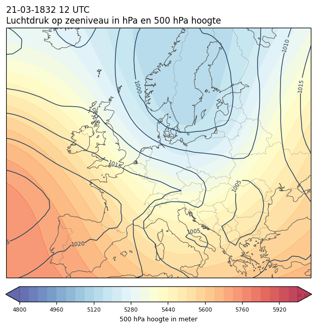 Weerkaart van 21 maart 1832 om 12 UTC