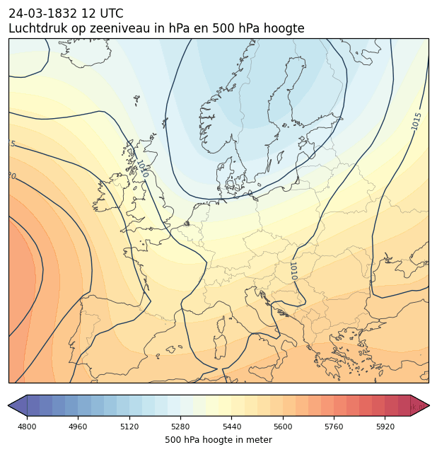 Weerkaart van 24 maart 1832 om 12 UTC