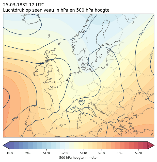 Weerkaart van 25 maart 1832 om 12 UTC