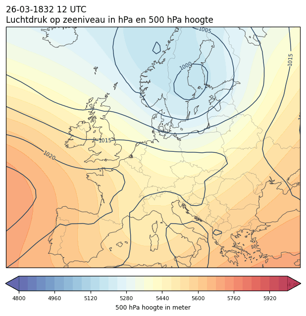 Weerkaart van 26 maart 1832 om 12 UTC