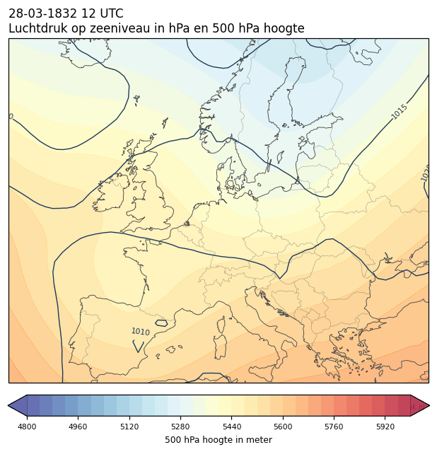 Weerkaart van 28 maart 1832 om 12 UTC