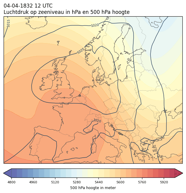 Weerkaart van 4 april 1832 om 12 UTC