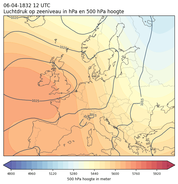 Weerkaart van 6 april 1832 om 12 UTC