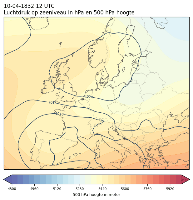 Weerkaart van 10 april 1832 om 12 UTC