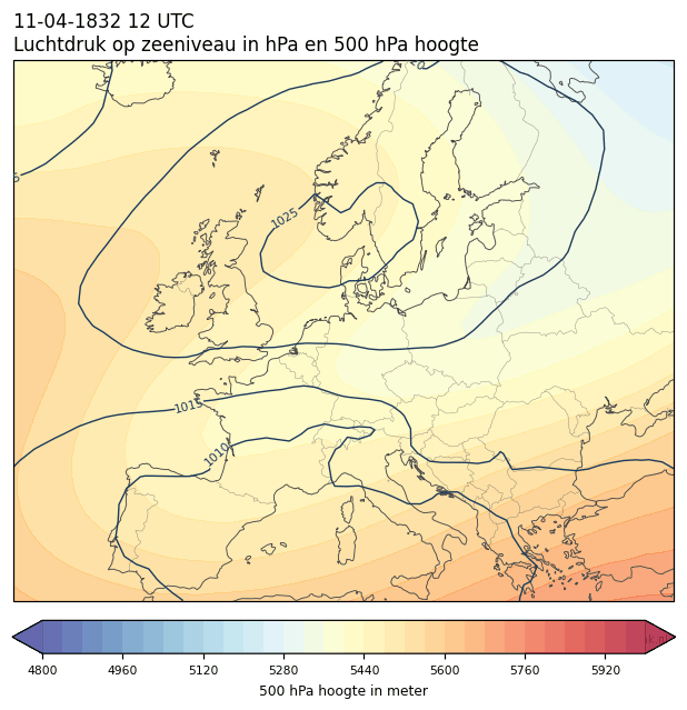Weerkaart van 11 april 1832 om 12 UTC