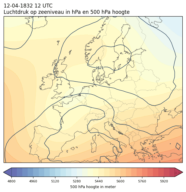 Weerkaart van 12 april 1832 om 12 UTC