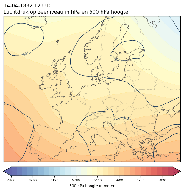 Weerkaart van 14 april 1832 om 12 UTC