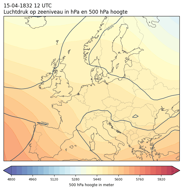 Weerkaart van 15 april 1832 om 12 UTC