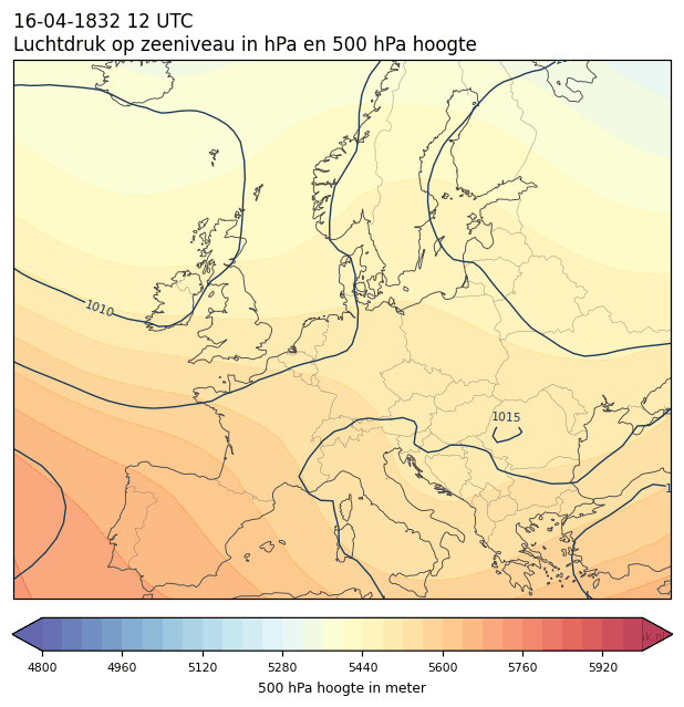 Weerkaart van 16 april 1832 om 12 UTC