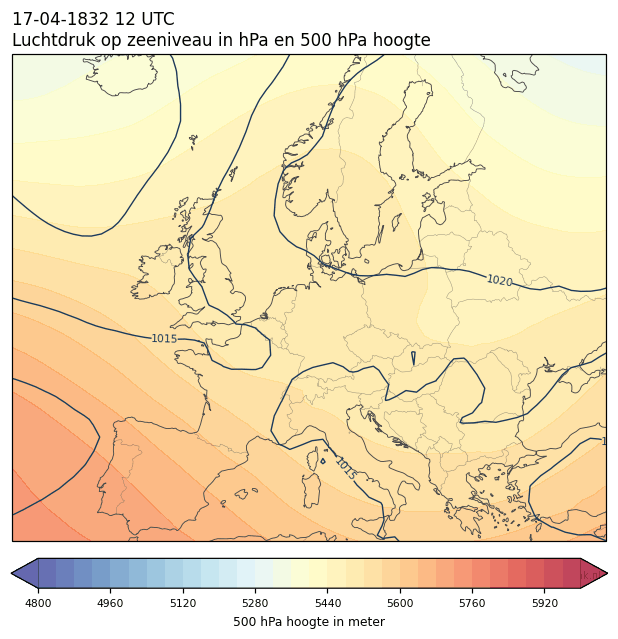 Weerkaart van 17 april 1832 om 12 UTC