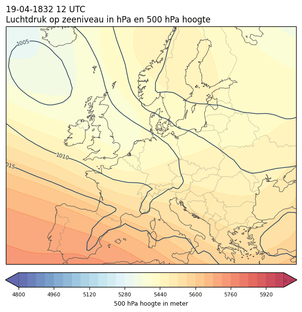 Weerkaart van 19 april 1832 om 12 UTC