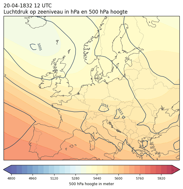 Weerkaart van 20 april 1832 om 12 UTC